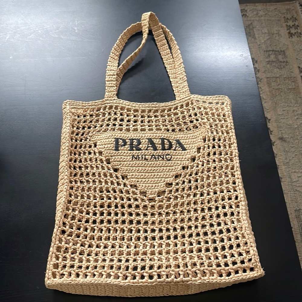 Prada raffia tote bag